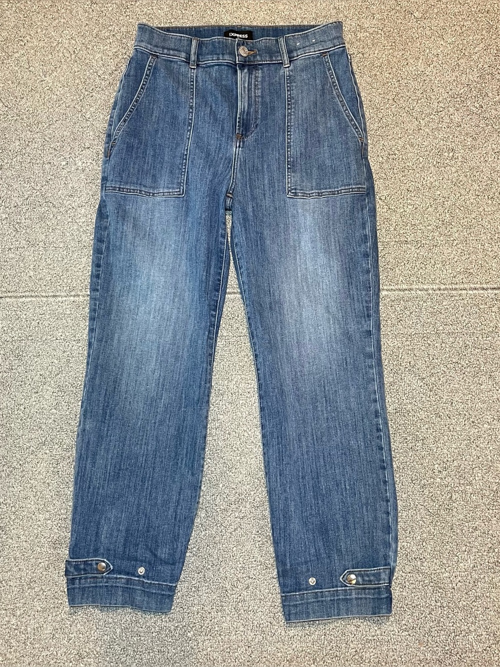 Express Cropped Straight High Rise Denim Jeans Womens Size 8R Tapered Leg